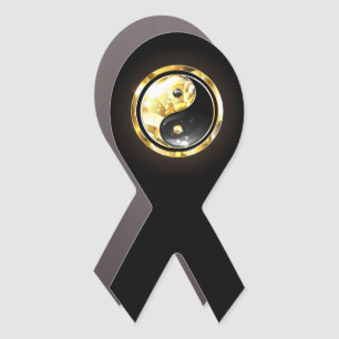 Gold Yin Yang on black Car Magnet