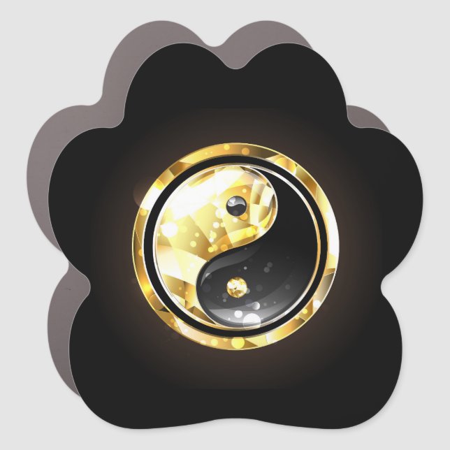 Gold Yin Yang on black Car Magnet (Front)