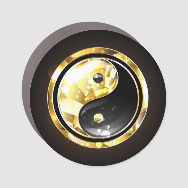 Gold Yin Yang on black Car Magnet (Front)