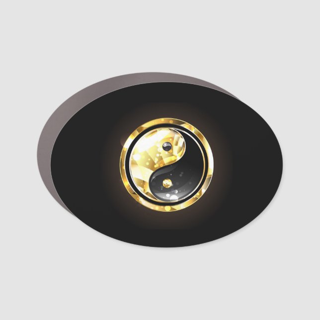 Gold Yin Yang on black Car Magnet (Front)