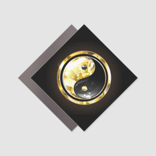 Gold Yin Yang on black Car Magnet