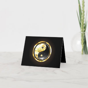 Gold Yin Yang on black Card