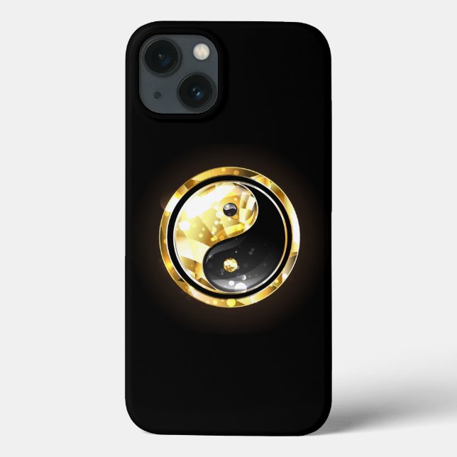 Gold Yin Yang on black Case-Mate iPhone Case (Back)