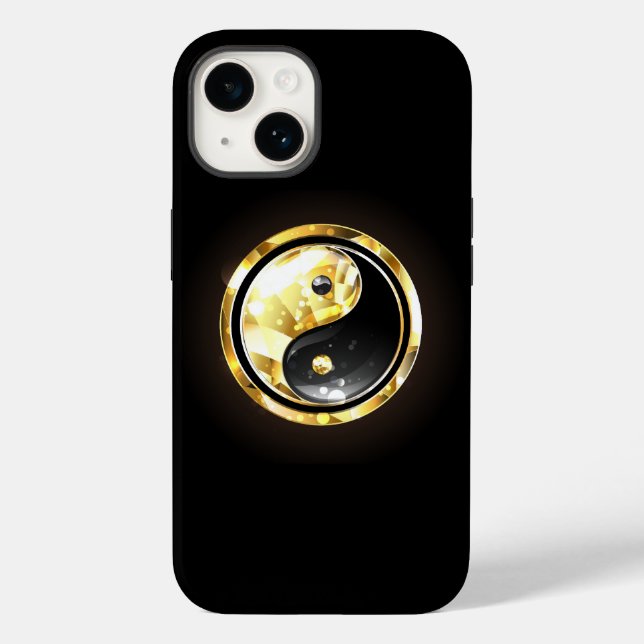 Gold Yin Yang on black Case-Mate iPhone Case (Back)