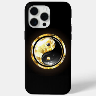 Gold Yin Yang on black iPhone 15 Pro Max Case