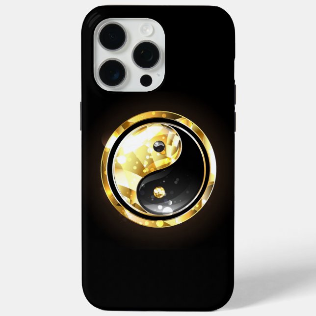 Gold Yin Yang on black Case-Mate iPhone Case (Back)