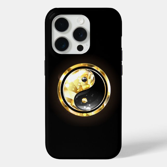 Gold Yin Yang on black Case-Mate iPhone Case (Back)