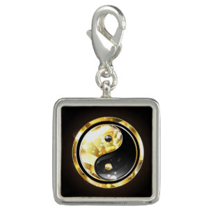 Gold Yin Yang on black Charm