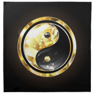 Gold Yin Yang on black Cloth Napkin