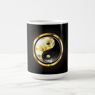 Gold Yin Yang on black Color Morph Mug