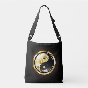 Gold Yin Yang on black Crossbody Bag