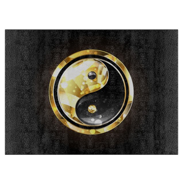 Gold Yin Yang on black Cutting Board (Front)