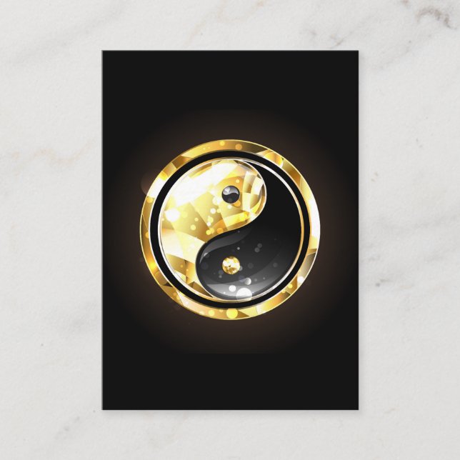 Gold Yin Yang on black Discount Card (Front)