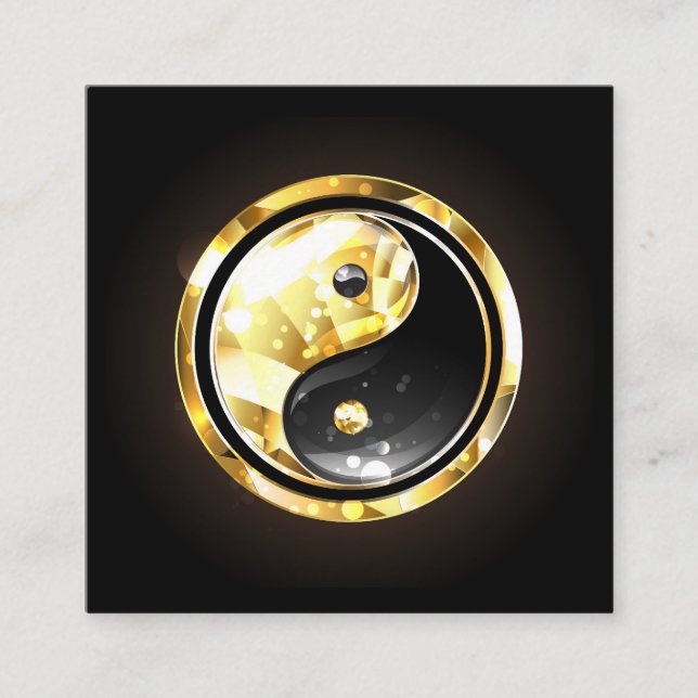 Gold Yin Yang on black Discount Card (Front)