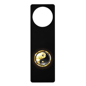 Gold Yin Yang on black Door Hanger