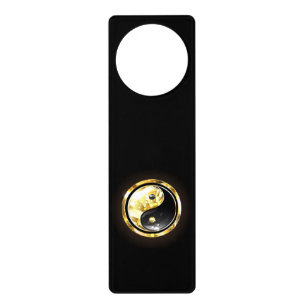 Gold Yin Yang on black Door Hanger