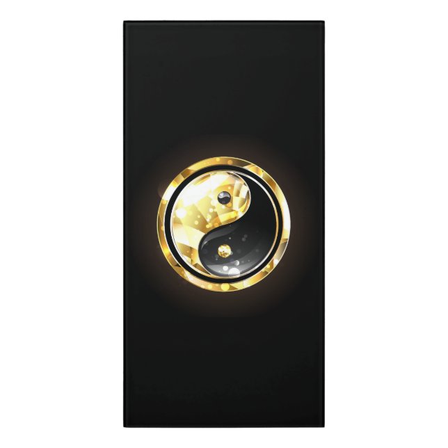 Gold Yin Yang on black Door Sign (Classic Front Vert)