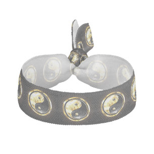 Gold Yin Yang on black Elastic Hair Tie
