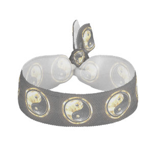 Gold Yin Yang on black Elastic Hair Tie