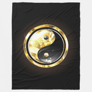 Gold Yin Yang on black Fleece Blanket