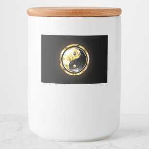Gold Yin Yang on black Food Label
