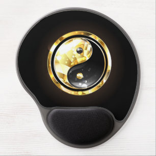 Gold Yin Yang on black Gel Mouse Pad