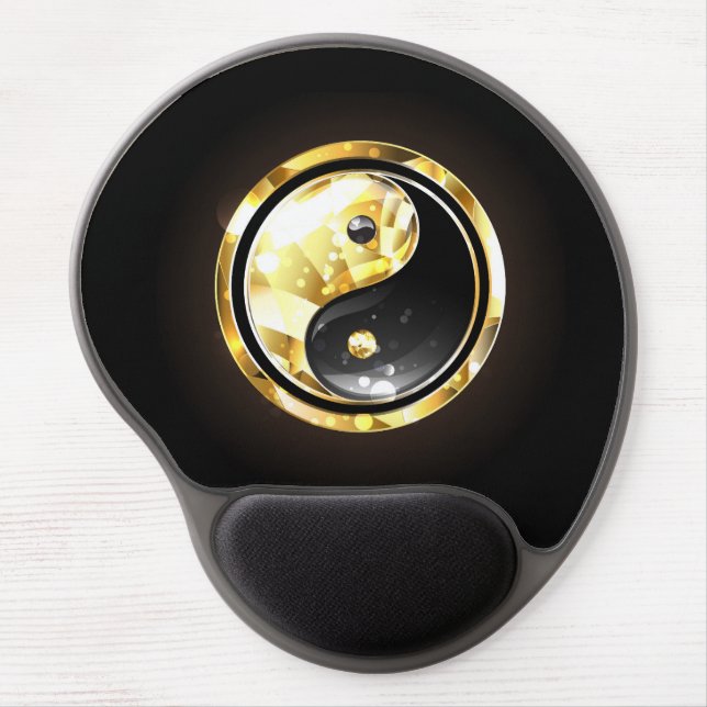 Gold Yin Yang on black Gel Mouse Pad (Front)