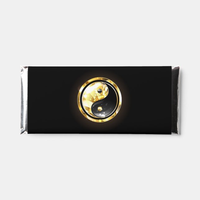 Gold Yin Yang on black Hershey Bar Favors (Front)