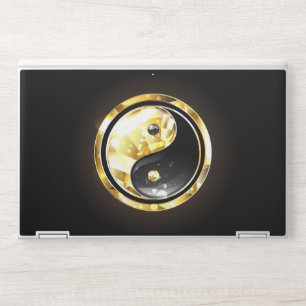 Gold Yin Yang on black HP Laptop Skin