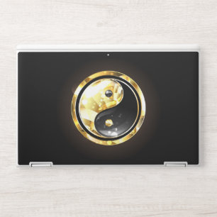 Gold Yin Yang on black HP Laptop Skin