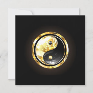 Gold Yin Yang on black Invitation