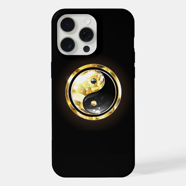 Gold Yin Yang on black iPhone Case (Back)