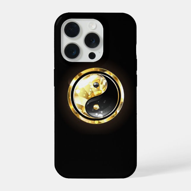 Gold Yin Yang on black iPhone Case (Back)