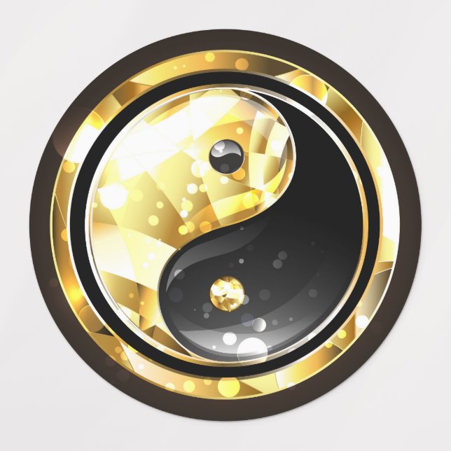 Gold Yin Yang on black Kids' Labels (Design 2)