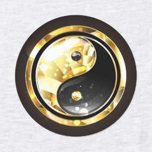 Gold Yin Yang on black Labels