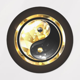Gold Yin Yang on black Labels