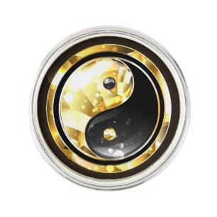 Gold Yin Yang on black Lapel Pin