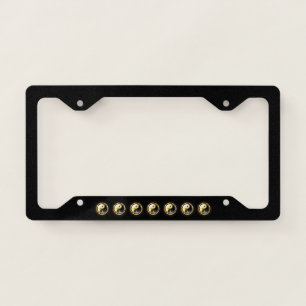 Gold Yin Yang on black License Plate Frame