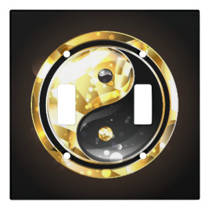 Gold Yin Yang on black Light Switch Cover