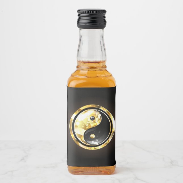 Gold Yin Yang on black Liquor Bottle Label (Front)