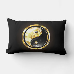 Gold Yin Yang on black Lumbar Pillow