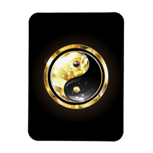 Gold Yin Yang on black Magnet