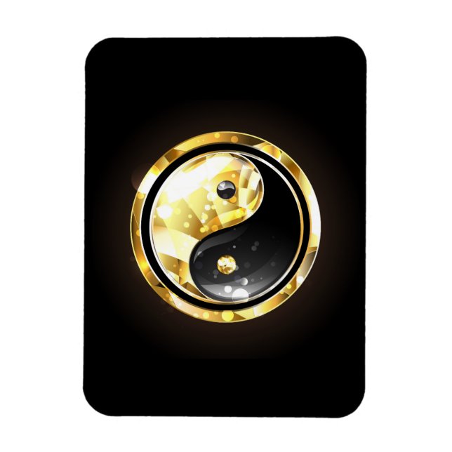 Gold Yin Yang on black Magnet (Vertical)