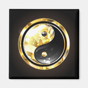 Gold Yin Yang on black Magnet