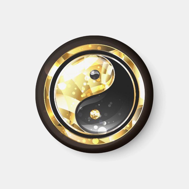 Gold Yin Yang on black Magnet (Front)