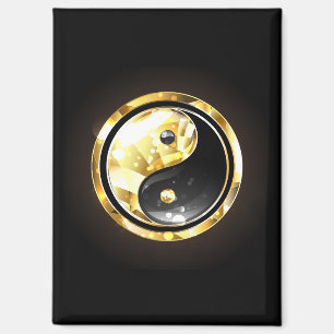 Gold Yin Yang on black Magnet