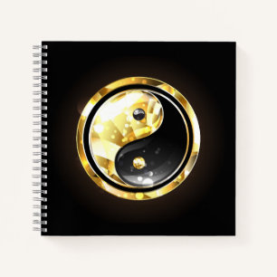 Gold Yin Yang on black Notebook