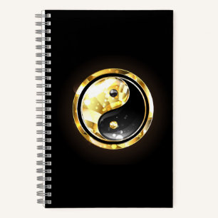 Gold Yin Yang on black Notebook