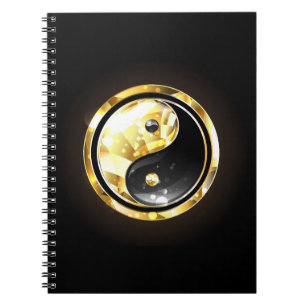 Gold Yin Yang on black Notebook