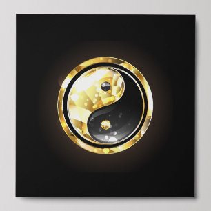 Gold Yin Yang on black Peel And Stick Photo Tile